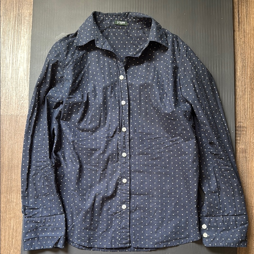 J. Crew Blue Casual Button Down Shirt with Geometric Pattern
